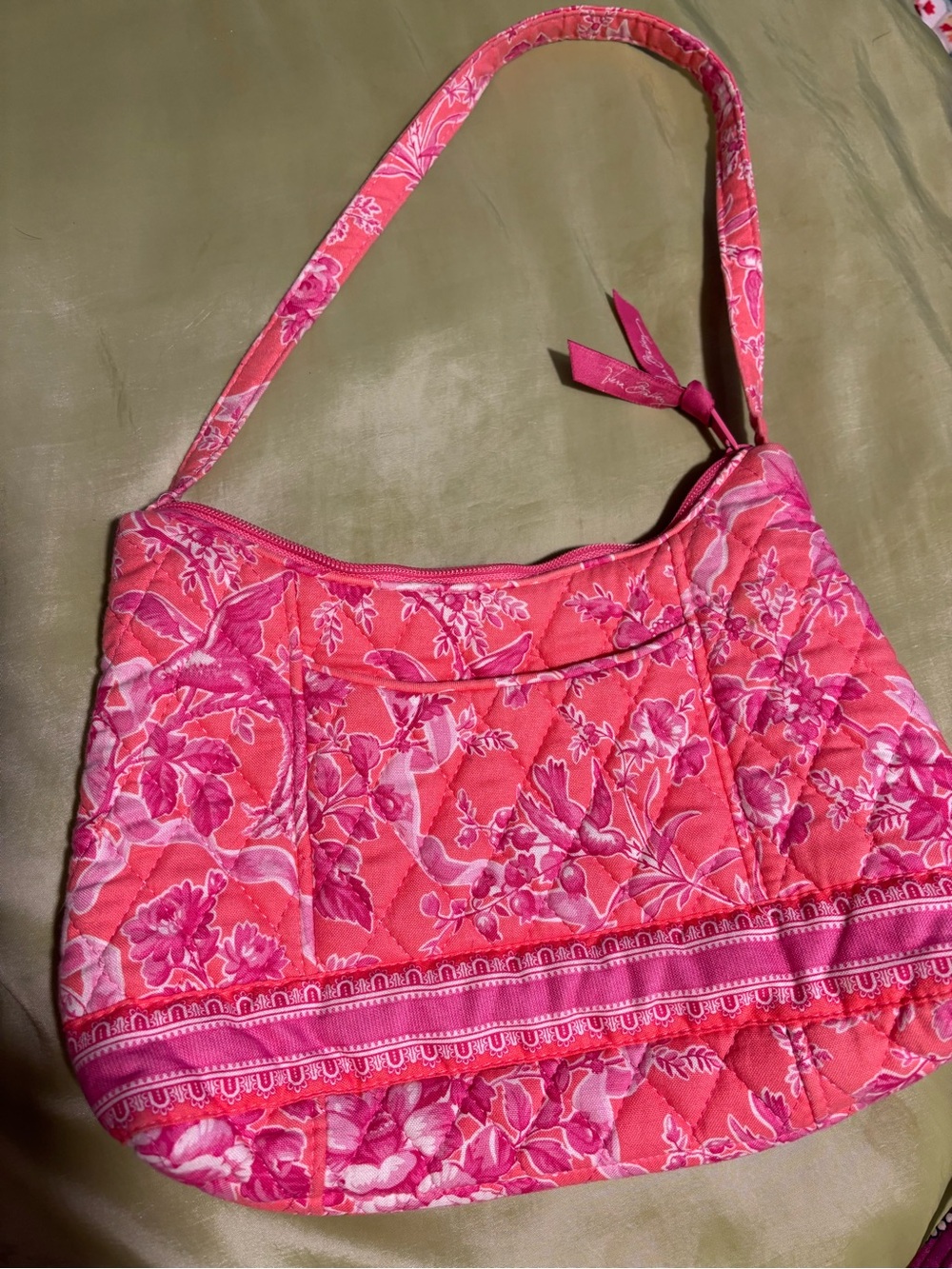 Vera Bradley Coral and Pink Quilted Floral Shoulder Bag - Picture 2 of 3